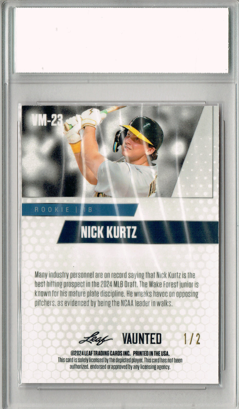 Nick Kurtz 2024 Leaf Vaunted Metal #VM-23 Red #1 of 2 Made Rookie Card PGI 10