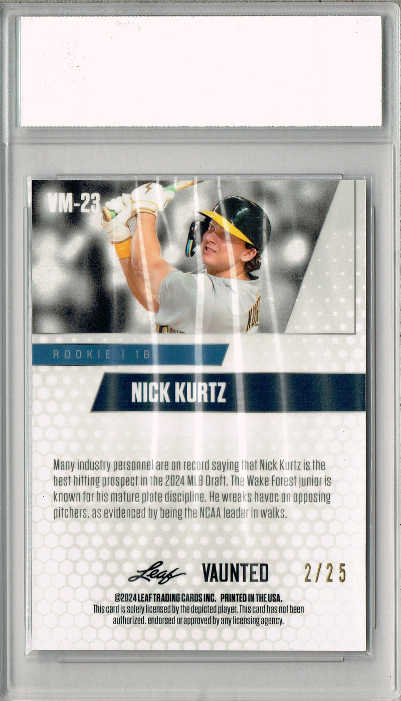 Certified Mint+ Nick Kurtz 2024 Leaf Vaunted Metal #VM-23 Silver 25 Made Rookie Card Oakland Athletics