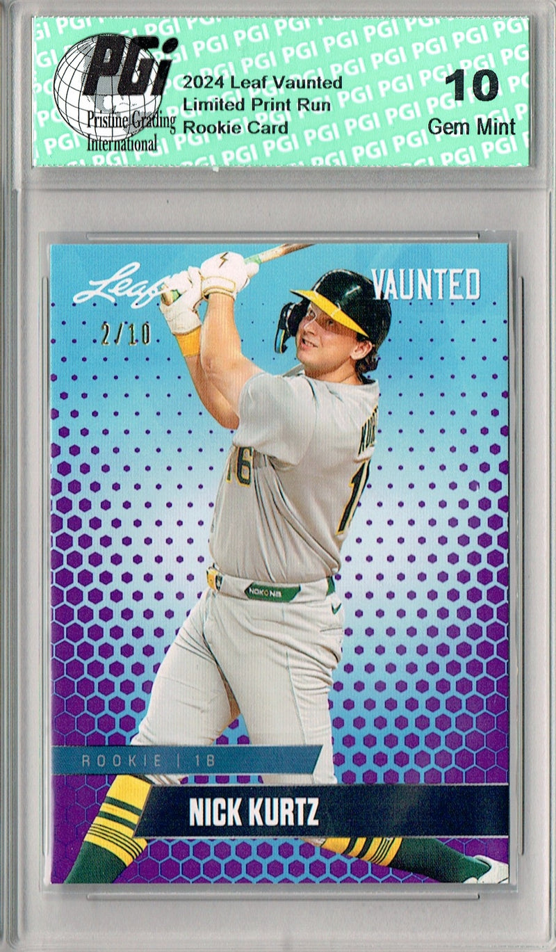 Nick Kurtz 2024 Leaf Vaunted #V-24 Purple 10 Made Rookie Card PGI 10