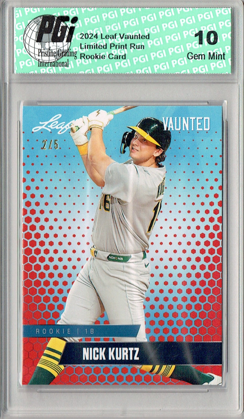 Nick Kurtz 2024 Leaf Vaunted #V-24 Red 5 Made Rookie Card PGI 10