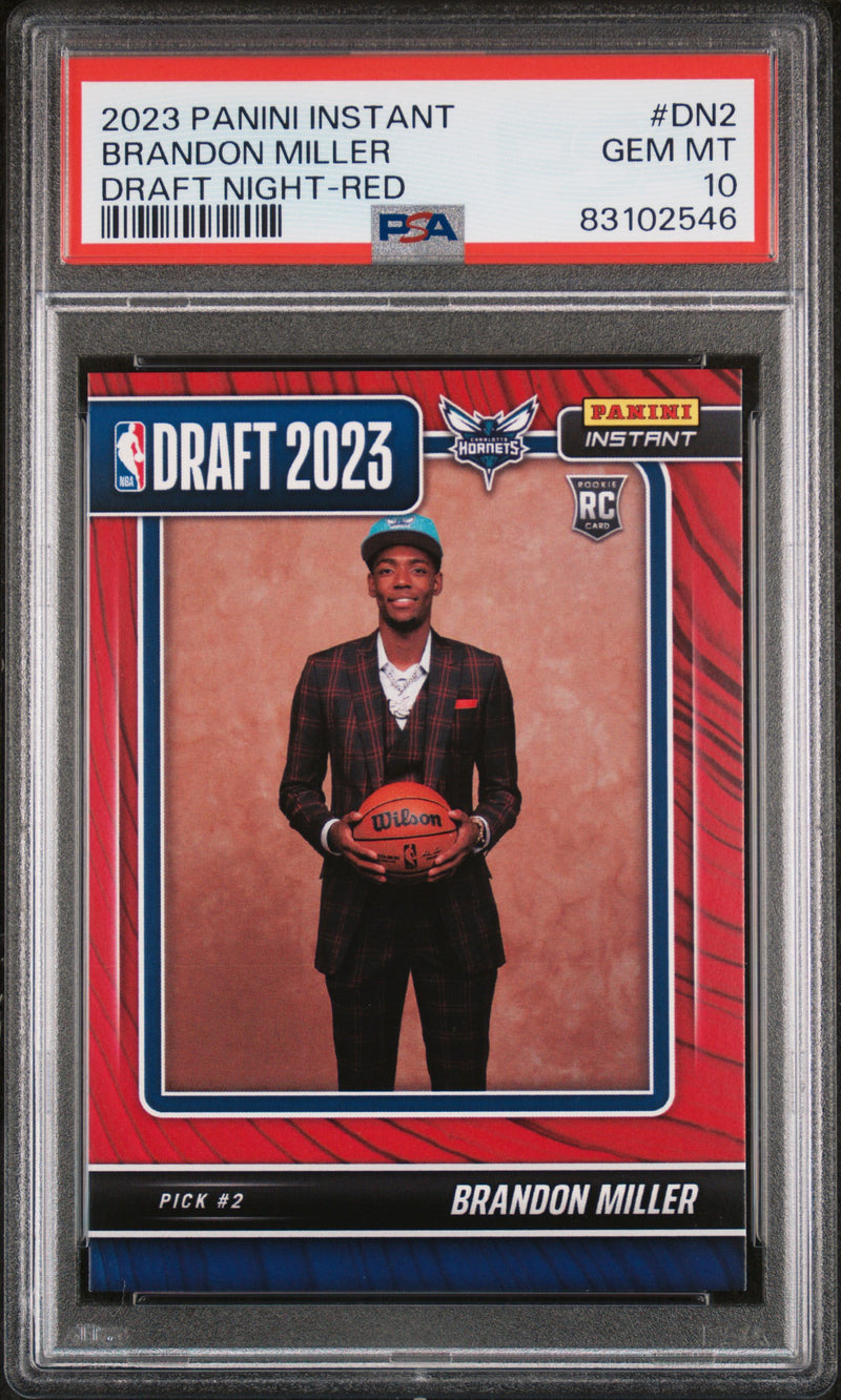 PSA 10 Brandon Miller 2023 Panini Instant #DN-2 Rookie Card Draft Night #13/25