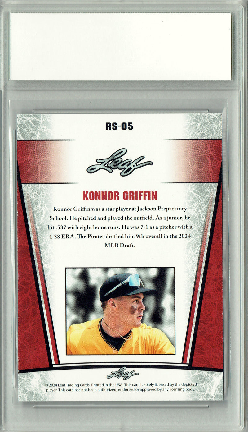 Certified Mint+ Konnor Griffin 2024 Leaf #RS-05 Pirates Rookie Card Pittsburgh Pirates