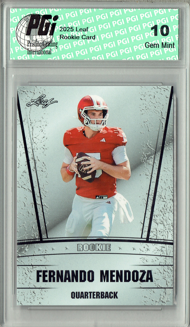 Fernando Mendoza Rookie Card Indiana / Las Vegas PGI 10 Football Trading Card 2025 Leaf #RS-07 Indiana