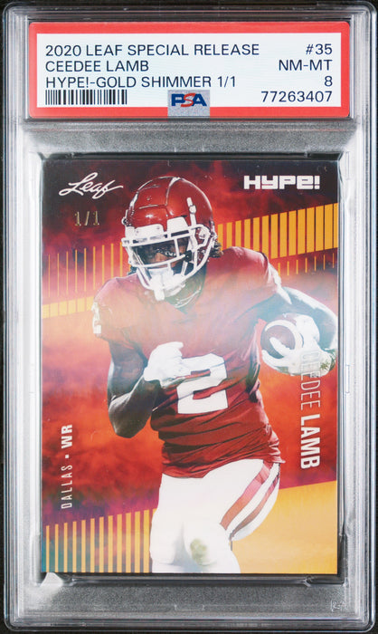 PSA 8 NM-MT CeeDee Lamb 2020 Leaf Hype #35 Rookie Card Gold Shimmer #1/1