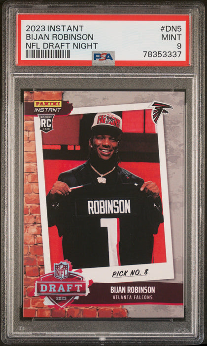 PSA 9 MINT Bijan Robinson 2023 Panini Instant #DN5 Rookie Card