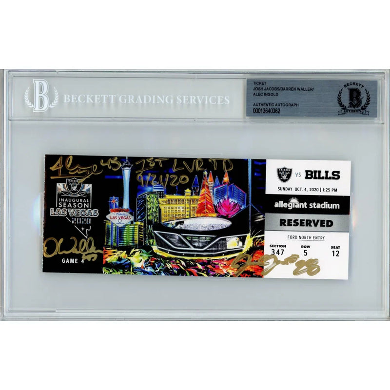 Las Vegas Raiders 1st Year Ticket Collage Signed Darren Waller Josh Jacobs Ingold Framed BAS COA