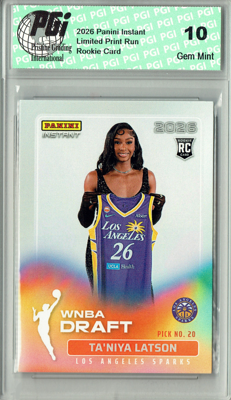 Ta'Niya Latson Rookie Card Los Angeles Sparks 2026 #DN-14 WNBA Draft Night 1 of 1633 PGI 10 Gem Mint Trading Card