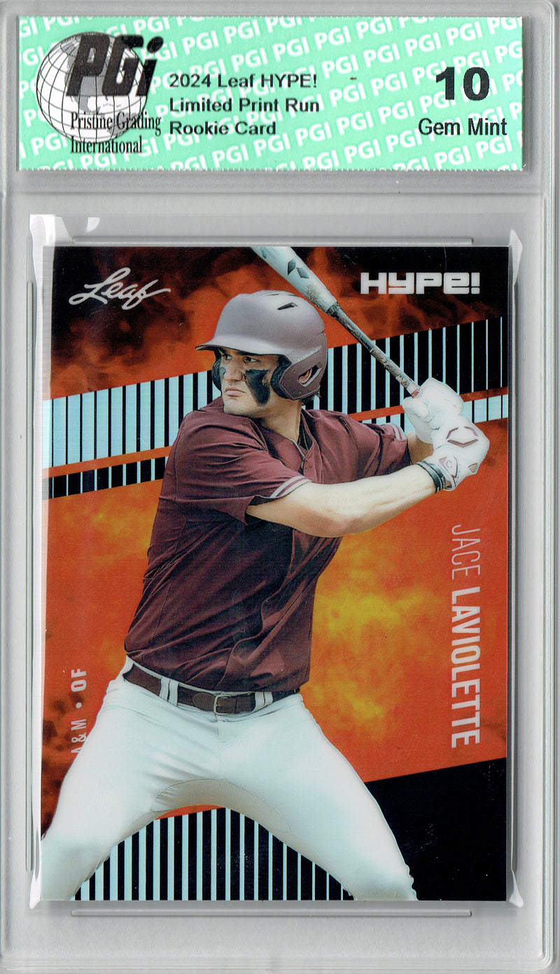 Jace Laviolette Rookie Card Pro Baseball Trading Card 2024 Leaf HYPE! Metal #HM-06 Black Only 7 Made PGI 10 Gem Mint