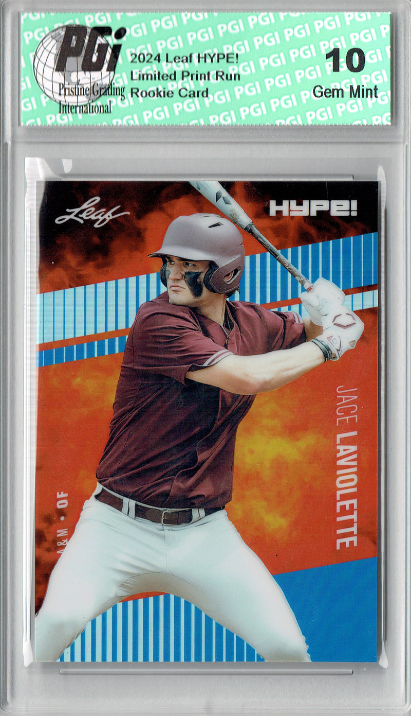 Jace Laviolette Rookie Card Pro Baseball Trading Card 2024 Leaf HYPE! Metal #HM-06 Blue Only 20 Made PGI 10 Gem Mint