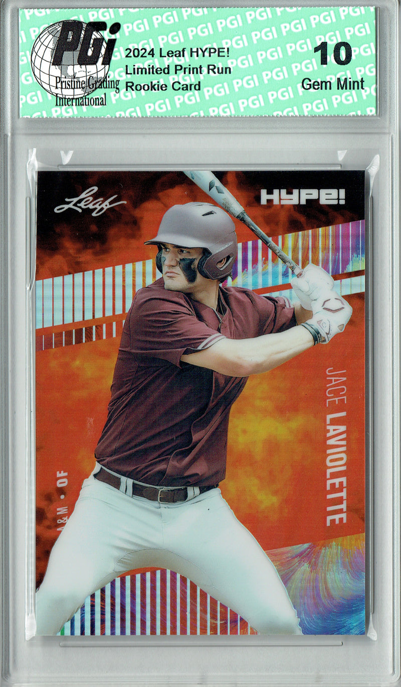 Jace Laviolette Rookie Card 2024 Leaf HYPE! #HM-06 Metal 1/1 Burst, PGI 10, Cleveland Guardians Baseball