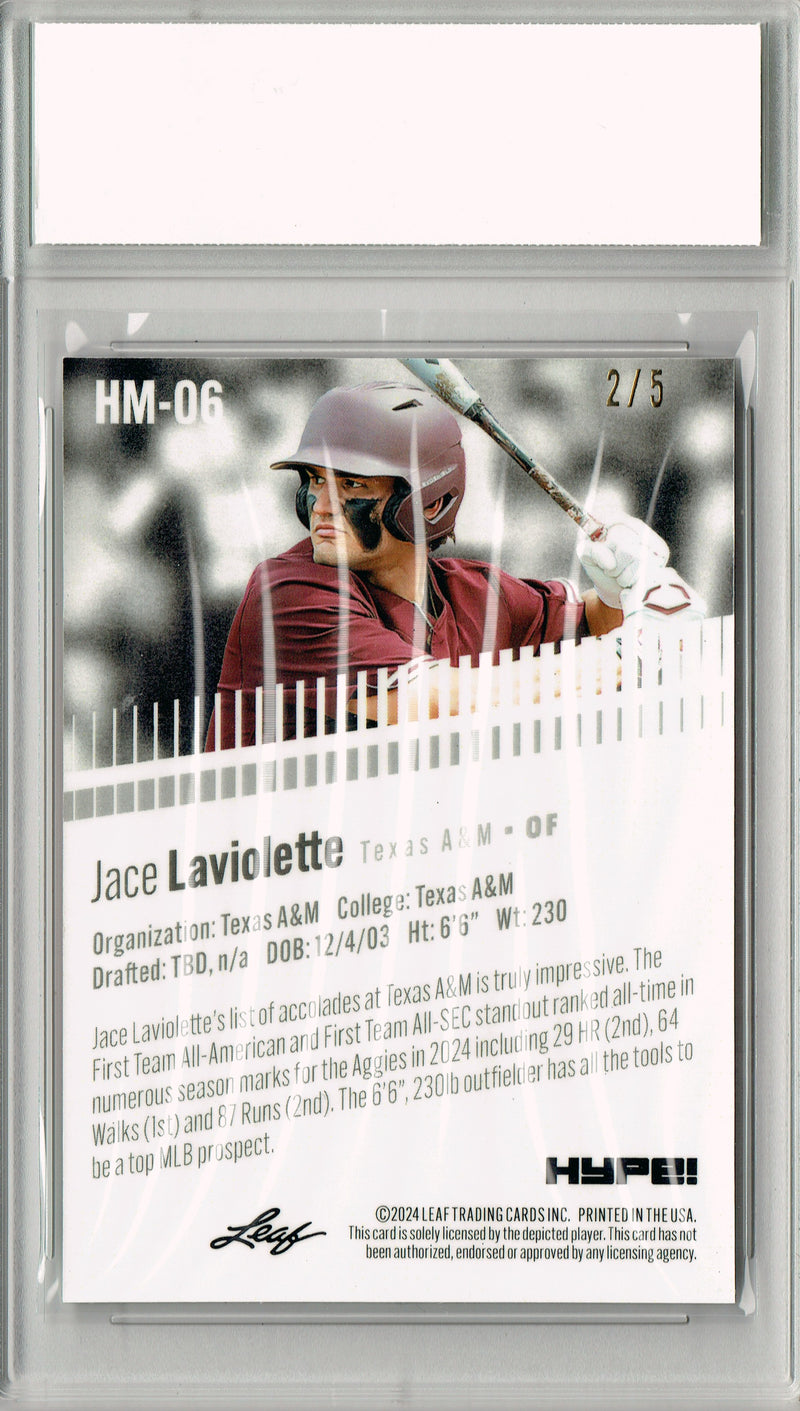 Jace Laviolette 2024 Leaf HYPE! Metal #HM-06 Green Only 5 Made Rookie Card PGI 10