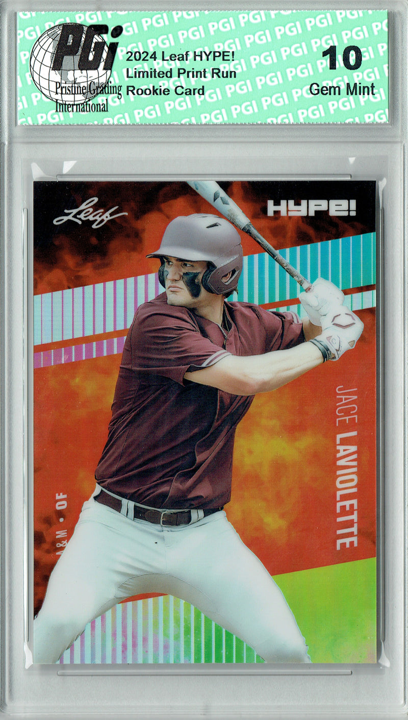 Jace Laviolette Rookie Card 2024 Leaf HYPE! #HM-06 Metal 1/1 Neon, PGI 10, Cleveland Guardians Baseball