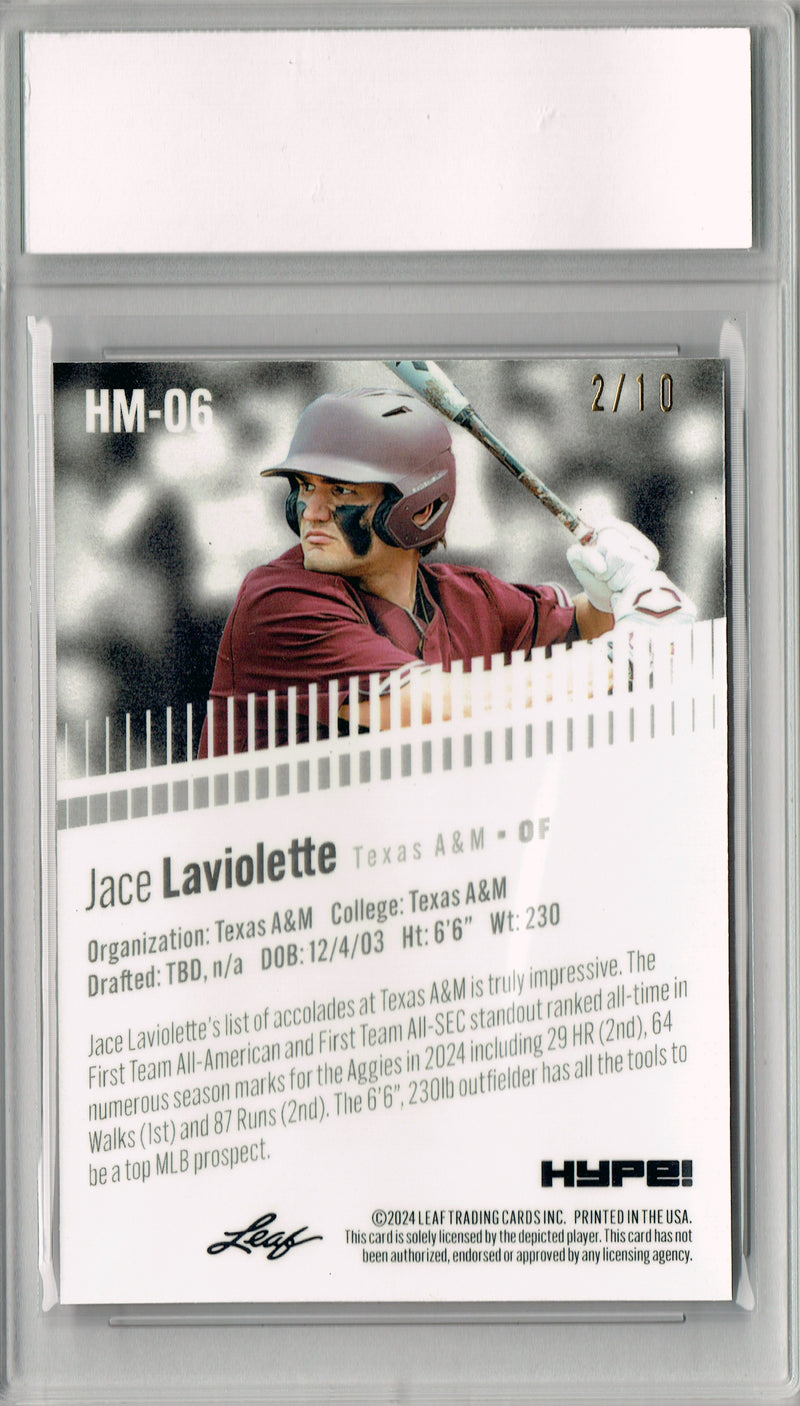Jace Laviolette 2024 Leaf HYPE! Metal #HM-06 Pink Only 10 Made Rookie Card PGI 10