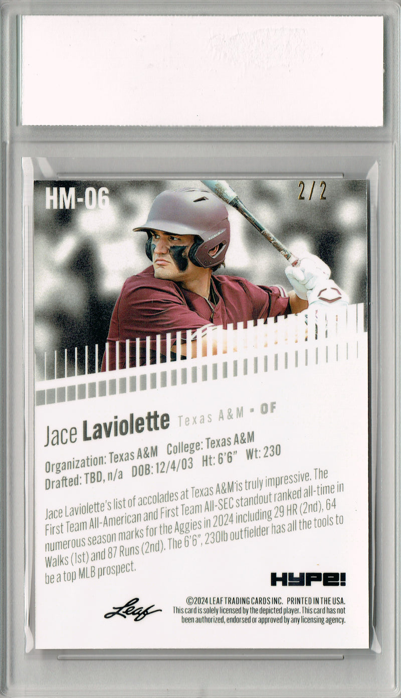 Jace Laviolette Rookie Card Pro Baseball Trading Card 2024 Leaf HYPE! Metal #HM-06 Red Only 2 Made PGI 10 Gem Mint