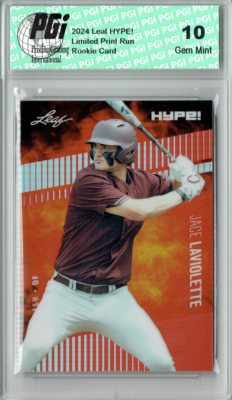 Jace Laviolette Rookie Card Pro Baseball Trading Card 2024 Leaf HYPE! Metal #HM-06 Red Only 2 Made PGI 10 Gem Mint