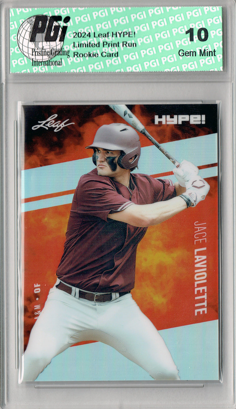 Jace Laviolette Rookie Card Pro Baseball Trading Card 2024 Leaf HYPE! Metal #HM-06 Silver Only 25 Made PGI 10 Gem Mint
