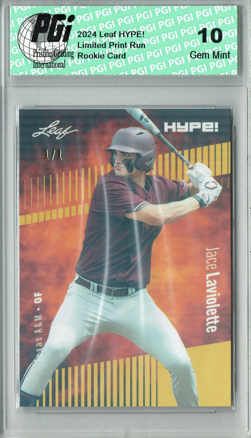 Jace Laviolette 2024 Leaf HYPE! #161 Gold Shimmer 1/1 Rookie Card PGI 10