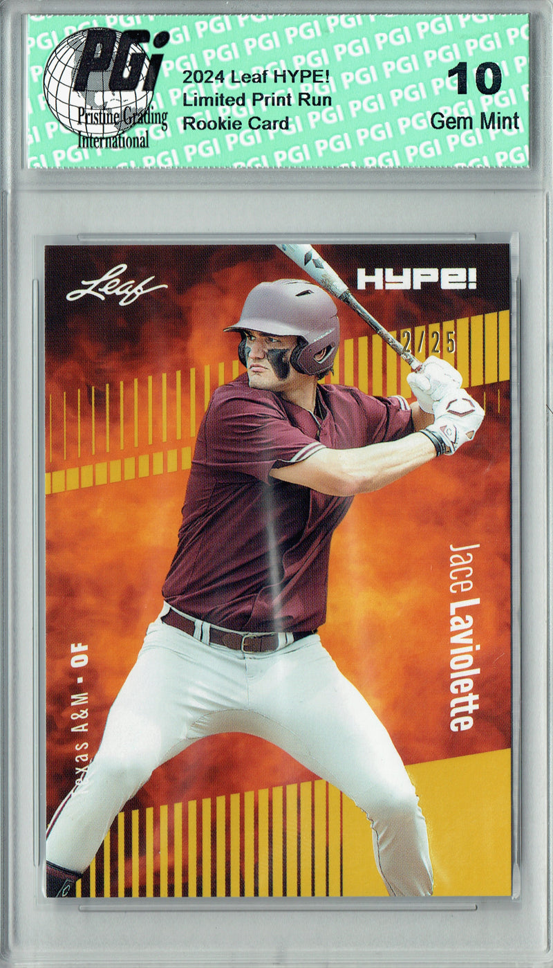 Jace Laviolette 2024 Leaf HYPE! #161 Gold SP 25 Made Rookie Card PGI 10