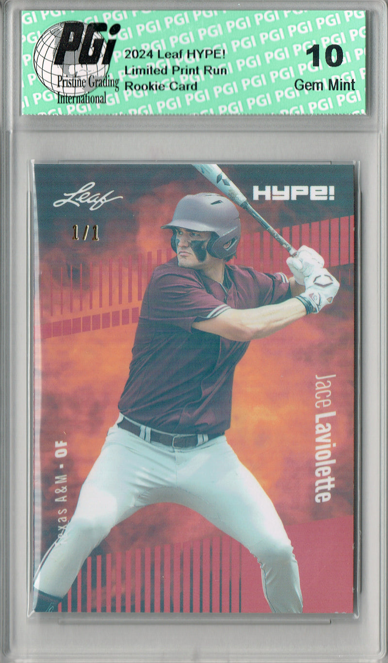 Jace Laviolette 2024 Leaf HYPE! #161 Orange Shimmer 1/1 Rookie Card PGI 10