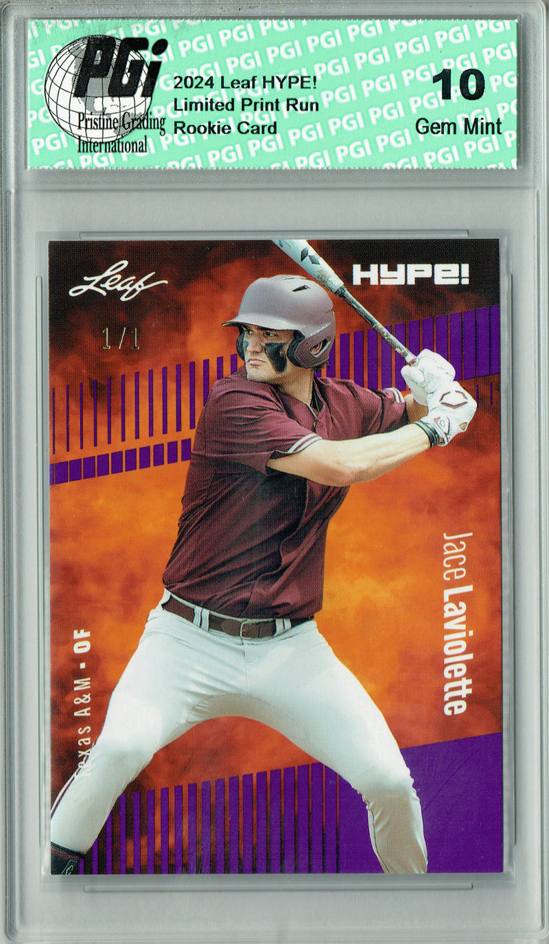 Jace Laviolette 2024 Leaf HYPE! #161 Purple Blank Back 1/1 Rookie Card PGI 10