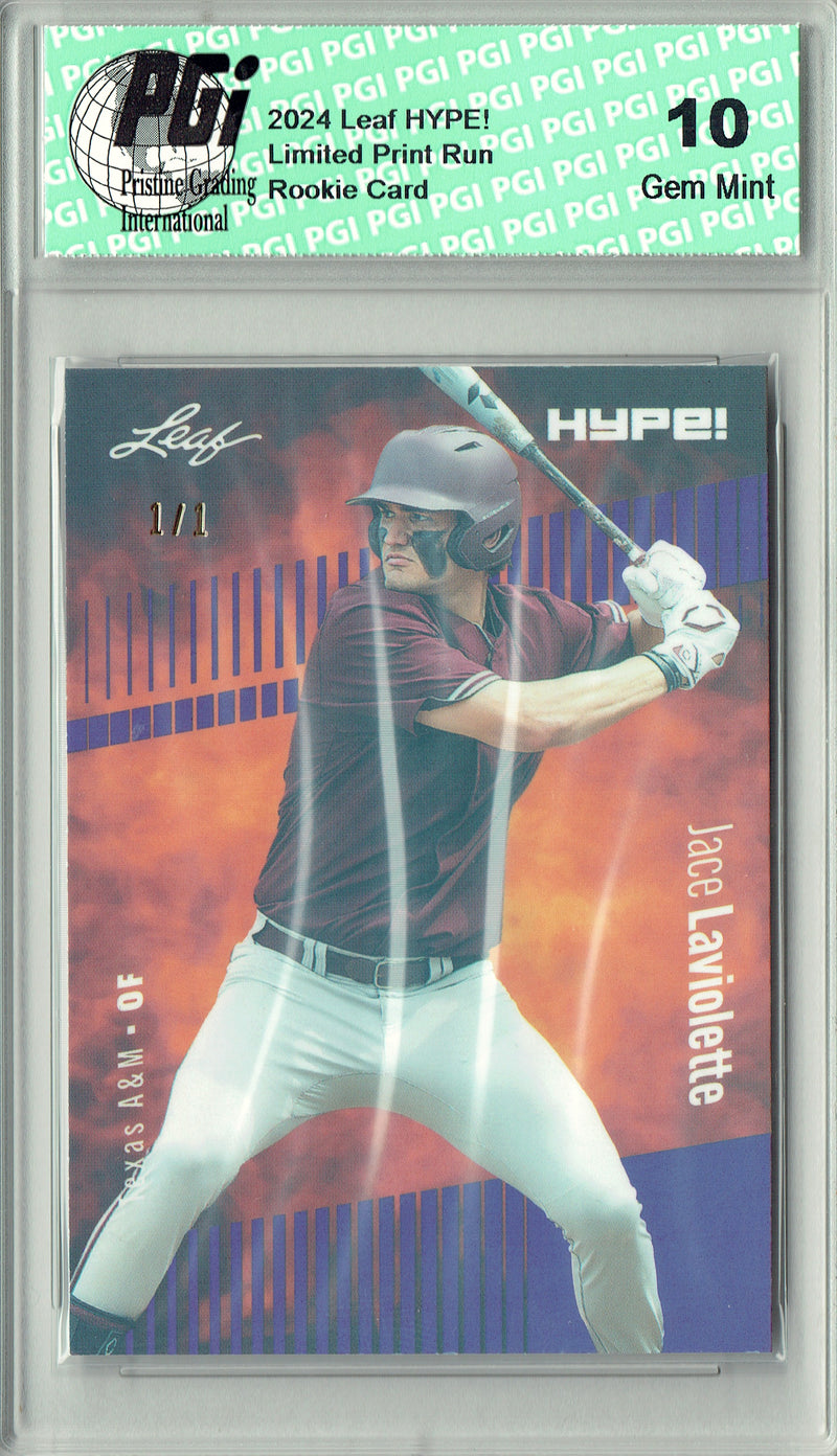 Jace Laviolette 2024 Leaf HYPE! #161 Purple Shimmer 1/1 Rookie Card PGI 10