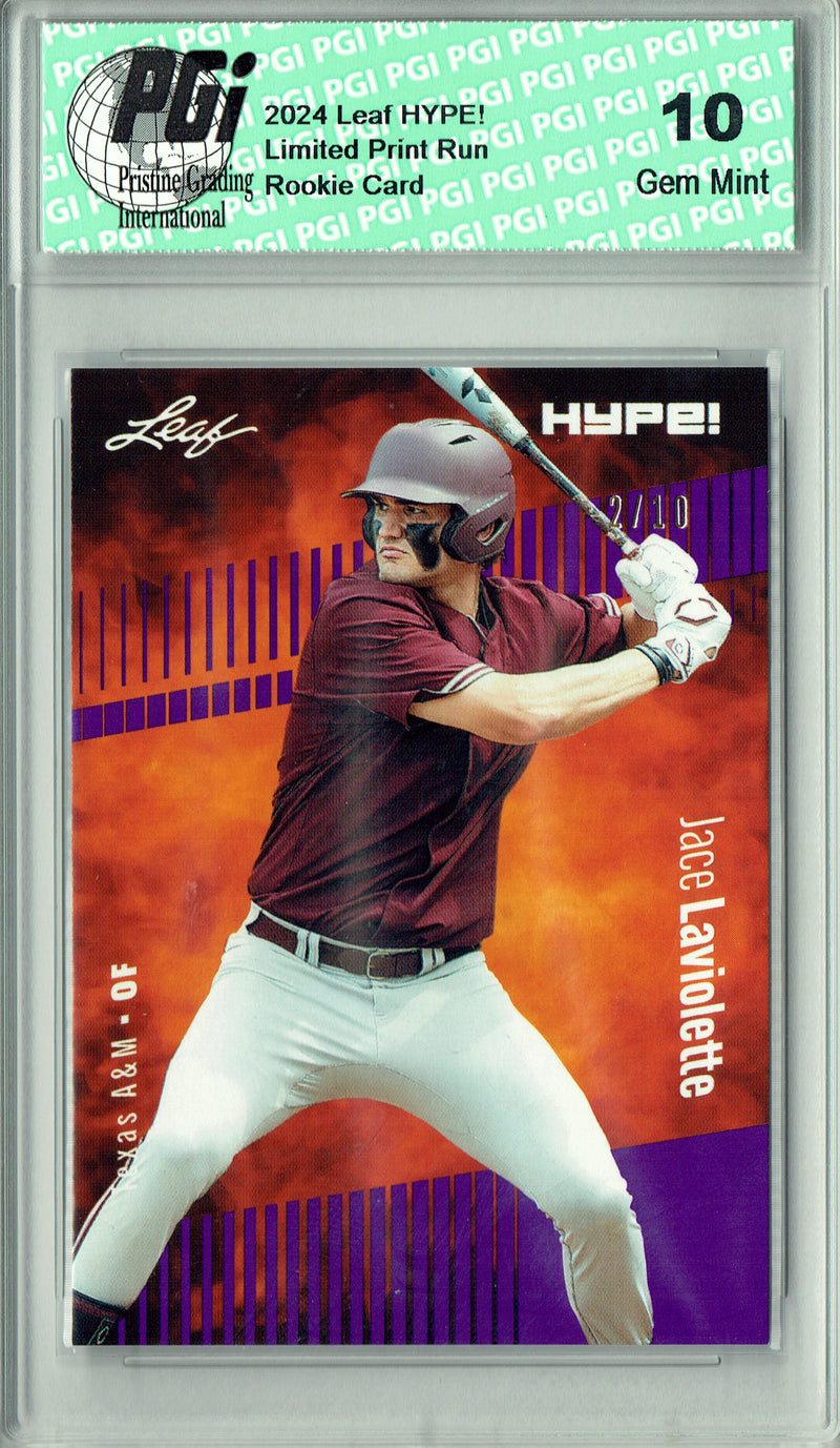 Jace Laviolette 2024 Leaf HYPE! #161 Purple SP 10 Made Rookie Card PGI 10