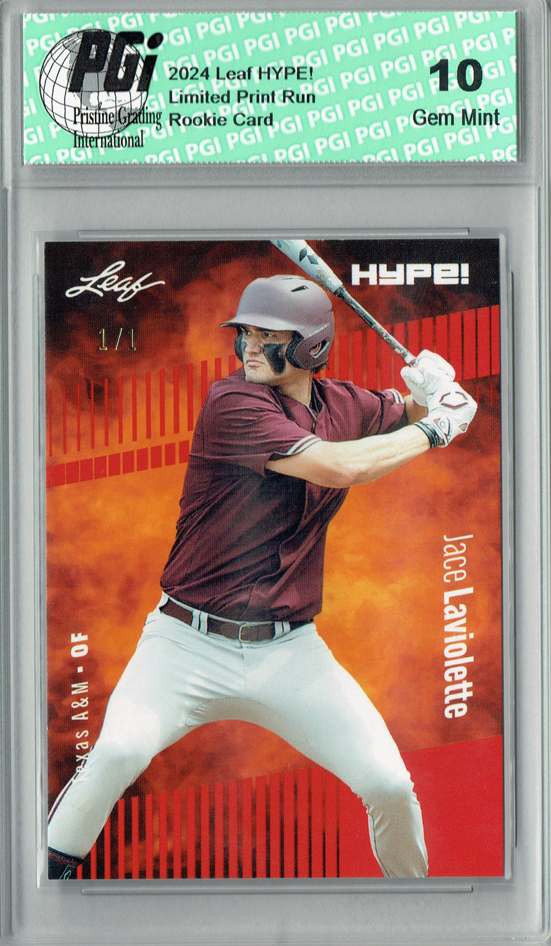 Jace Laviolette 2024 Leaf HYPE! #161 Red Blank Back 1/1 Rookie Card PGI 10