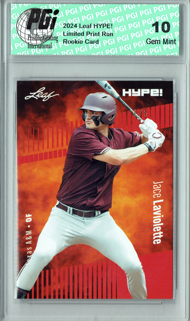 Jace Laviolette 2024 Leaf HYPE! #161 Red SP 5 Made Rookie Card PGI 10