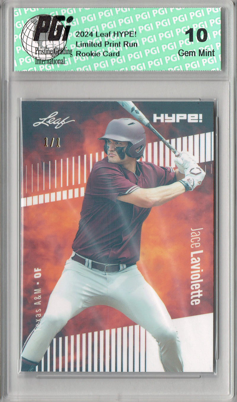 Jace Laviolette 2024 Leaf HYPE! #161 White Shimmer 1/1 Rookie Card PGI 10