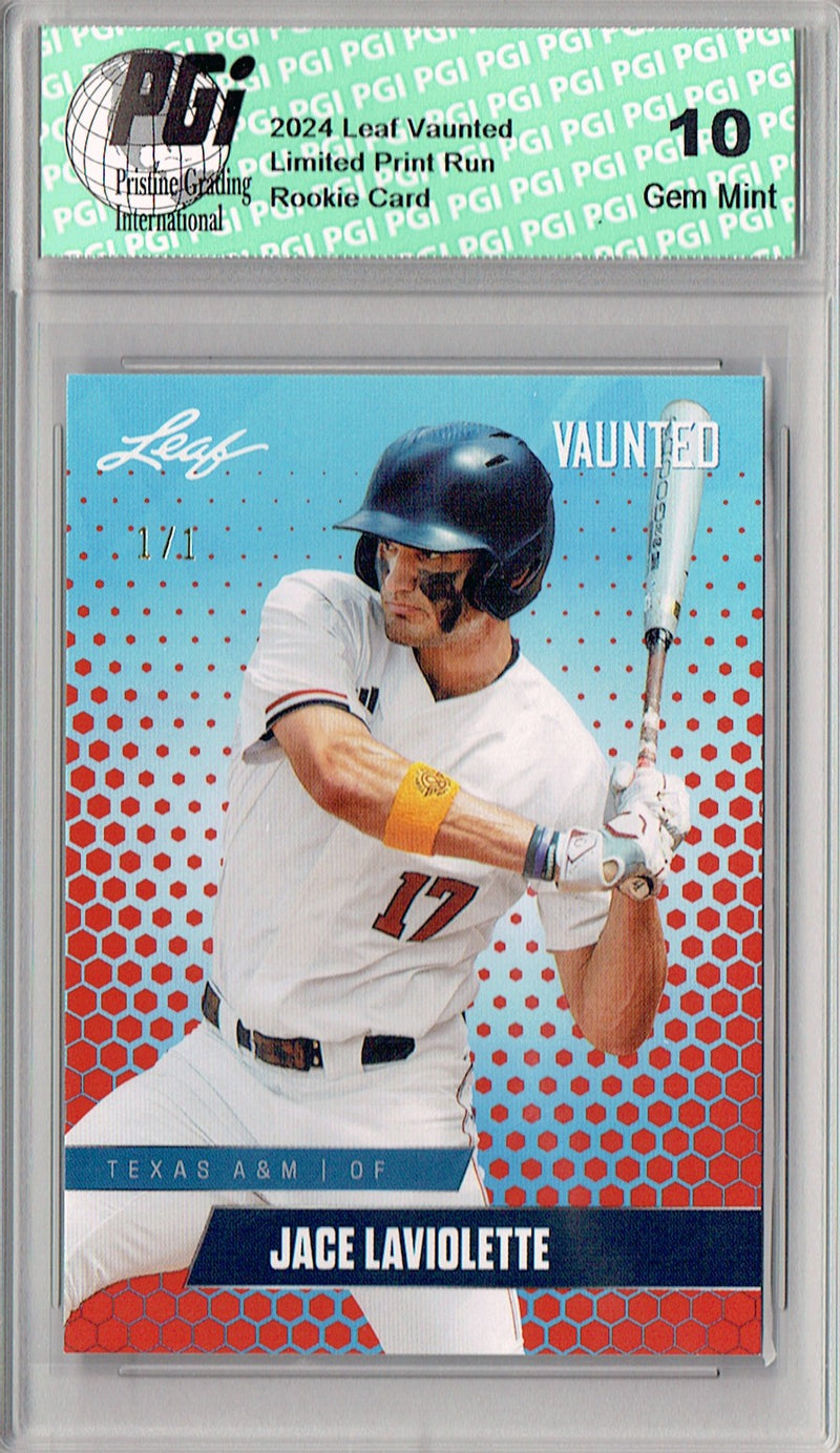 Jace Laviolette 2024 Leaf Vaunted #V-06 Orange Blank Back 1/1 Rookie Card PGI 10
