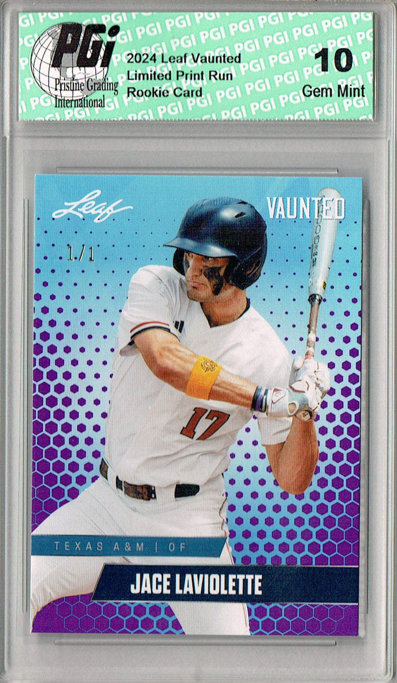 Jace Laviolette 2024 Leaf Vaunted #V-06 Purple Blank Back 1/1 Rookie Card PGI 10