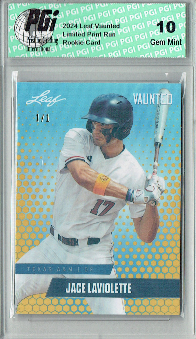 Jace Laviolette 2024 Leaf Vaunted #V-06 Gold Shimmer 1/1 Rookie Card PGI 10