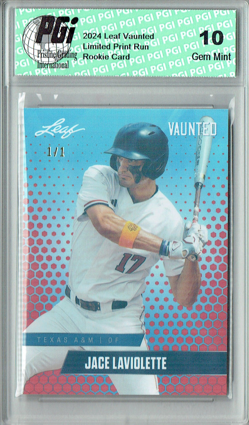 Jace Laviolette 2024 Leaf Vaunted #V-06 Orange Shimmer 1/1 Rookie Card PGI 10