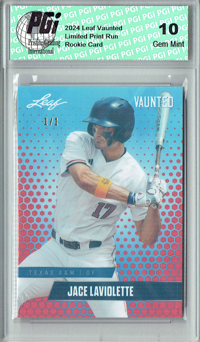 Jace Laviolette 2024 Leaf Vaunted #V-06 Red Shimmer 1/1 Rookie Card PGI 10