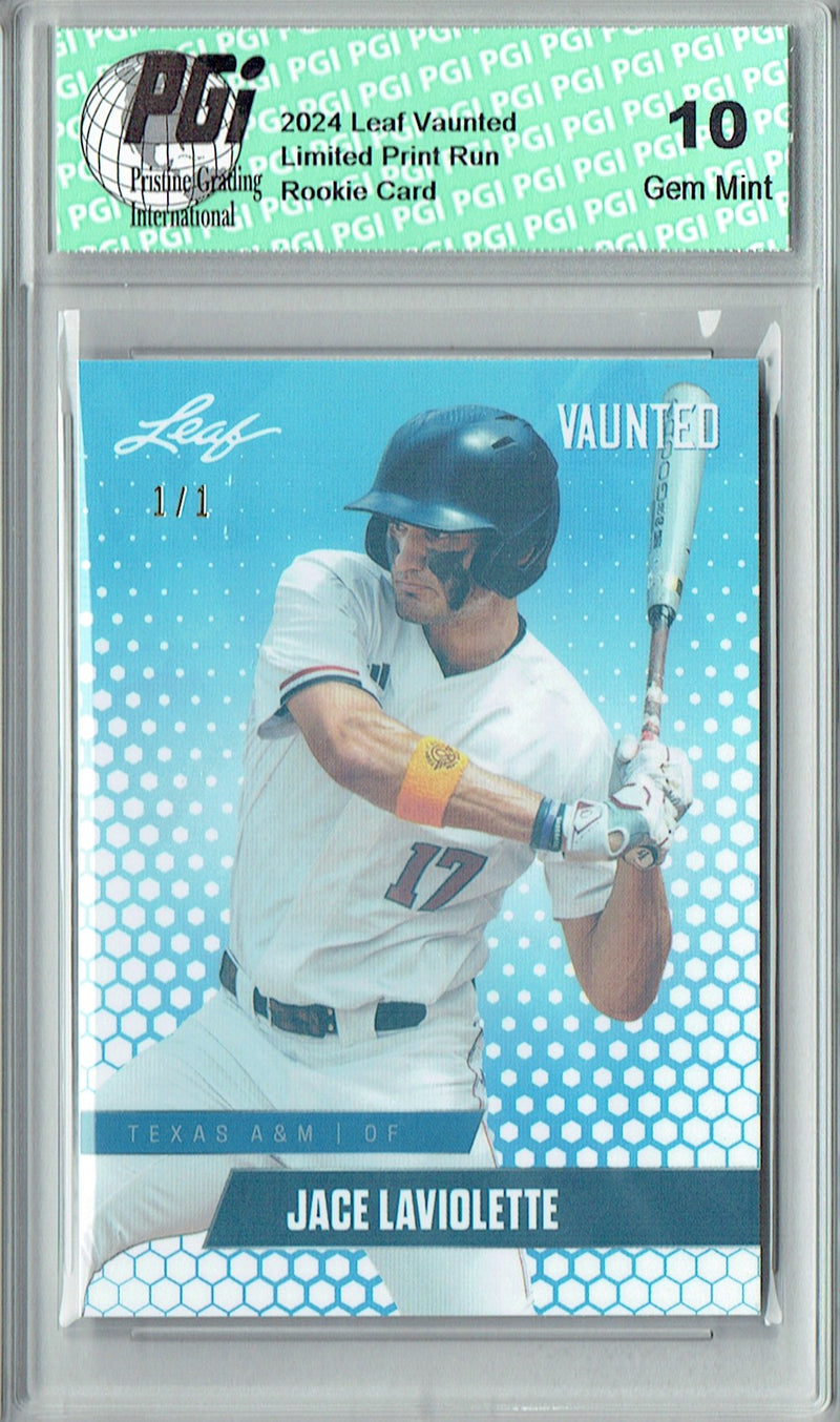 Jace Laviolette 2024 Leaf Vaunted #V-06 White Shimmer 1/1 Rookie Card PGI 10