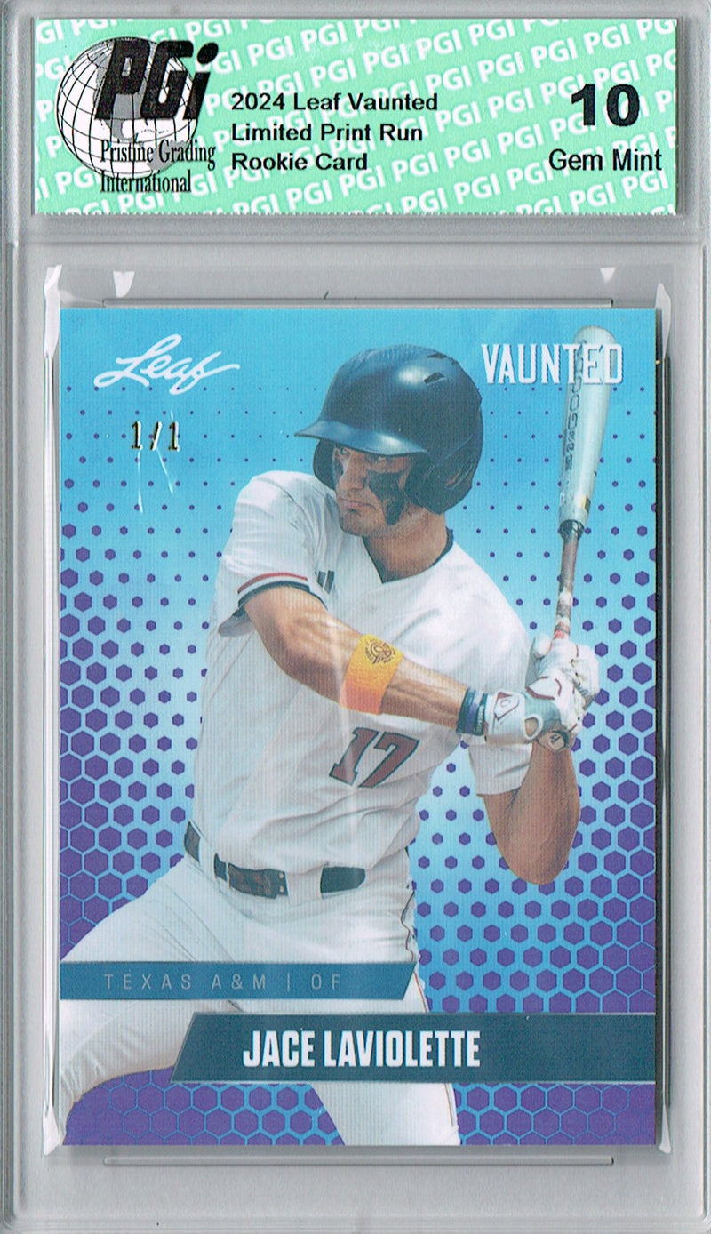 Jace Laviolette 2024 Leaf Vaunted #V-06 Purple Shimmer 1/1 Rookie Card PGI 10