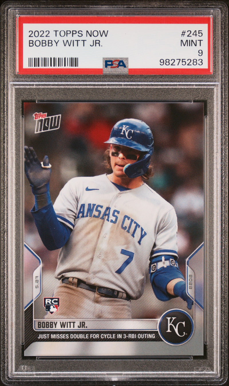 PSA 9 Bobby Witt Jr. 2022 Topps Now #245 Near Cycle Rookie Card Kansas City Royals