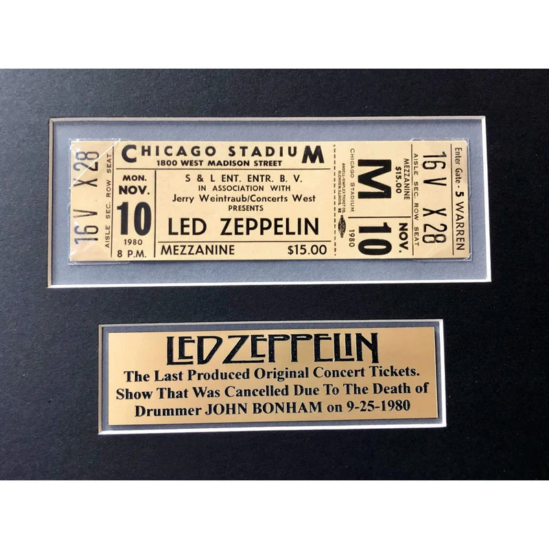 Led Zeppelin Framed Last Concert Chicago Stadium Ticket Collage Autographs