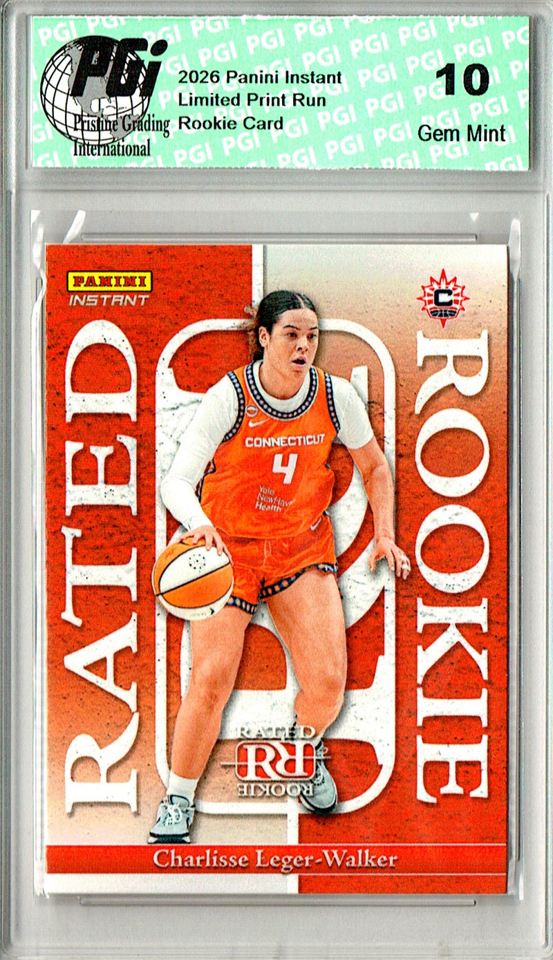 Charlisse Leger-Walker Rookie Card 2026 Panini Instant #RRR-8 Rated Rookie, PGI 10, Connecticut Sun Basketball
