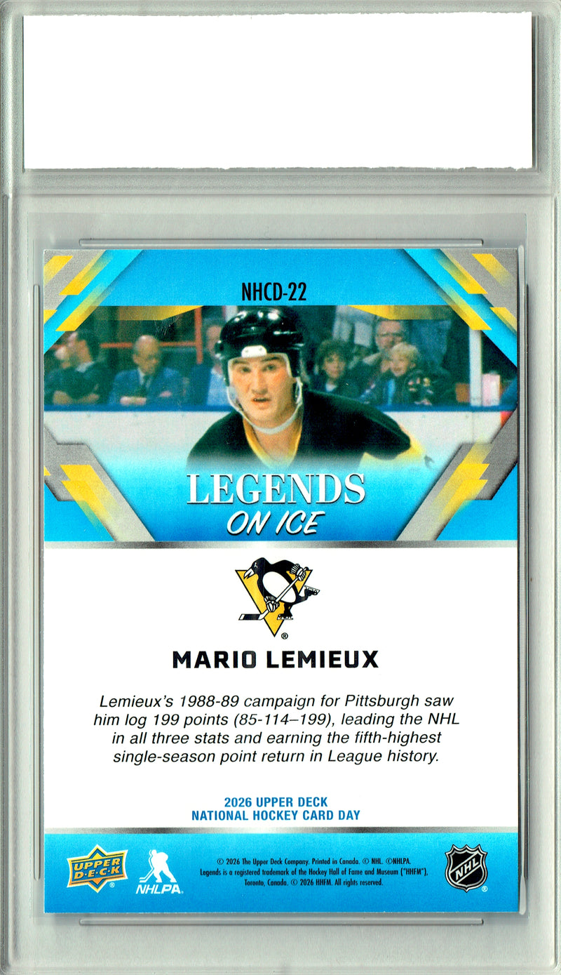 Mario Lemieux Trading Card 2026 Upper Deck #NHCD-22 National Hockey Card Day, PGI 10, Pittsburgh Penguins Hockey