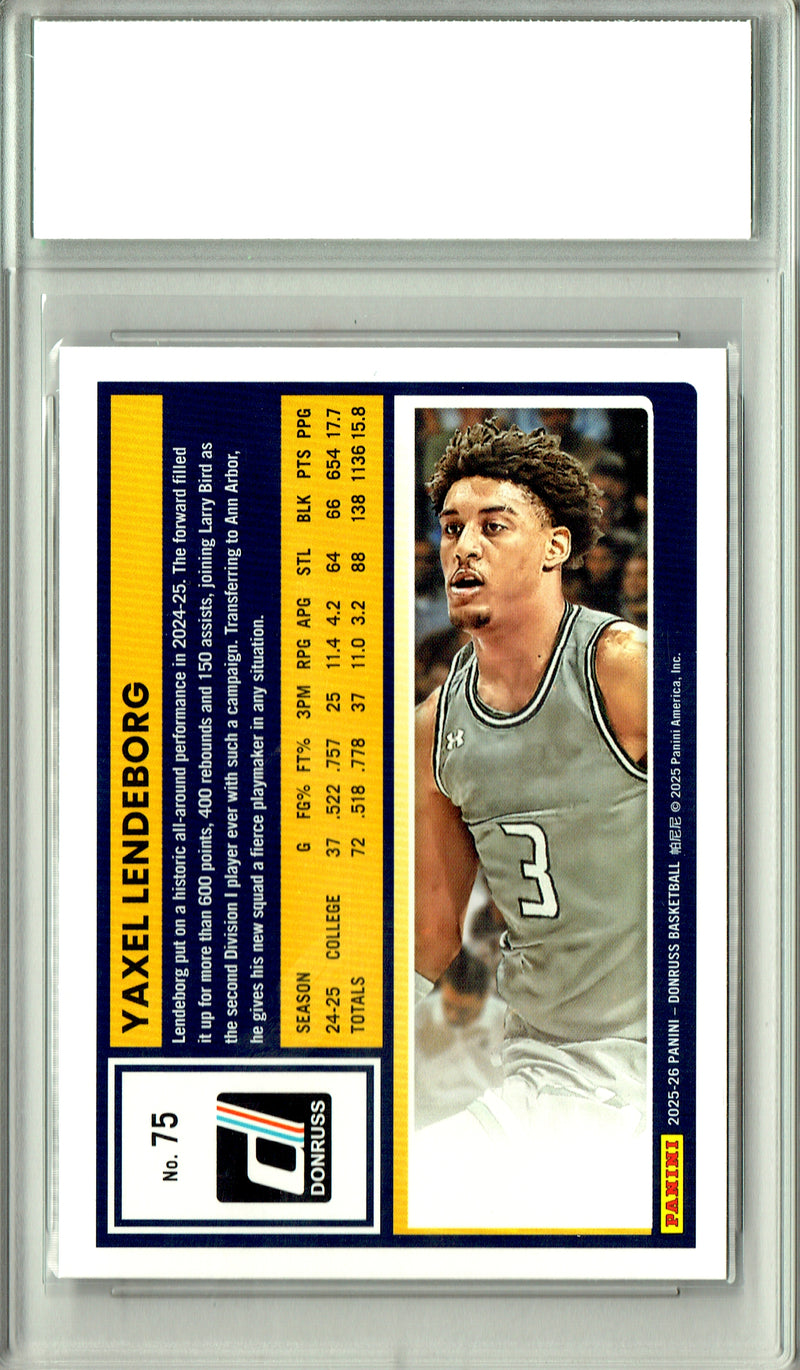Yaxel Lendeborg Rookie Card 2025 Donruss #75, Certified Mint+ Condition, Golden State Warriors Basketball
