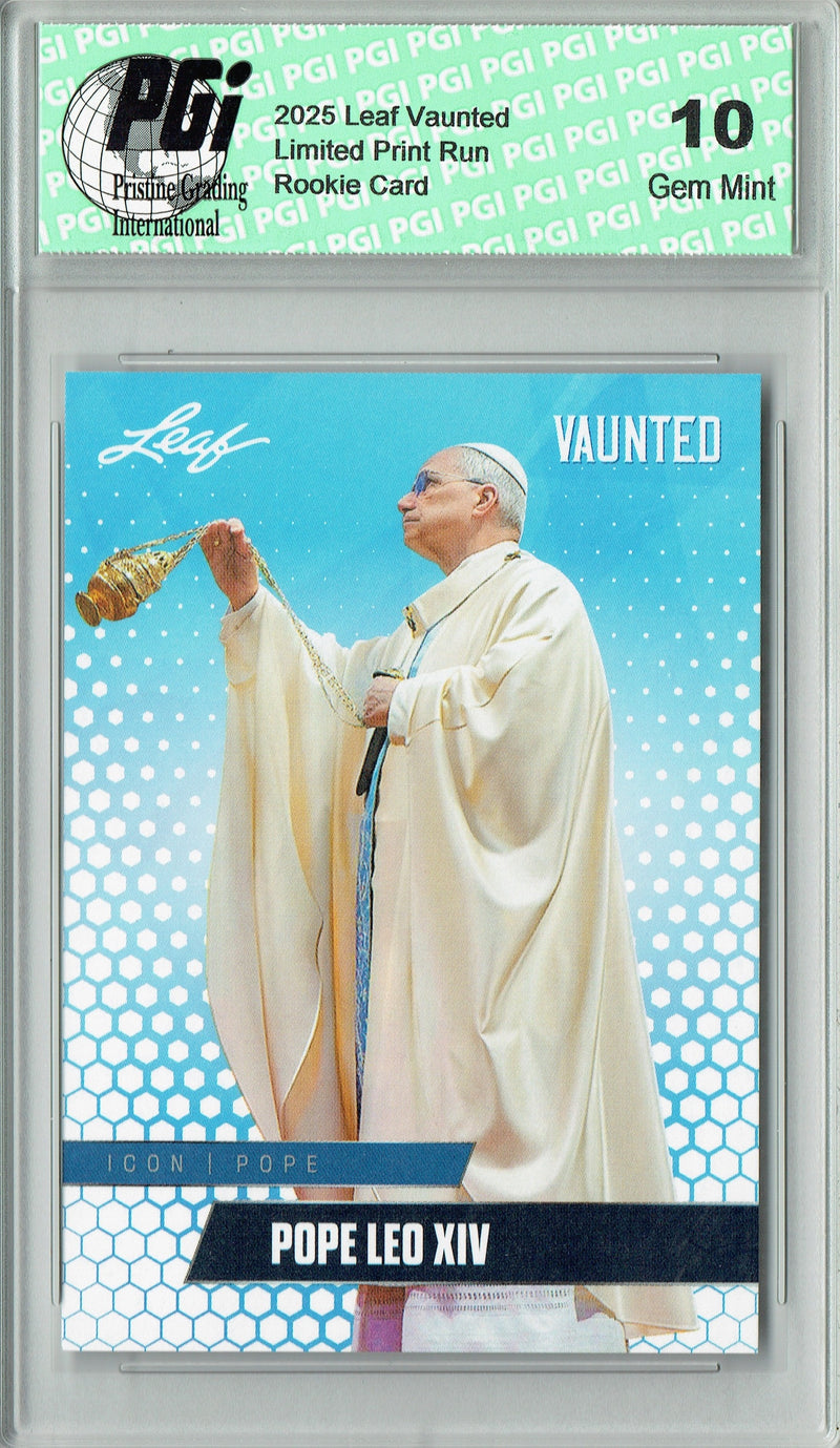 Pope Leo XIV 2025 Leaf Vaunted #V-05 White Blank Back 1/1 Rookie Card PGI 10