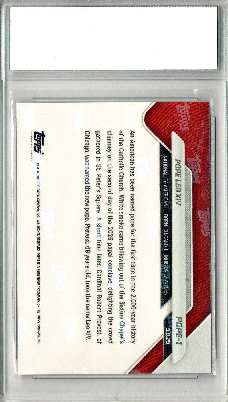 Pope Leo XIV Rookie Card 2025 Topps Now PRISTINE, PGI 10