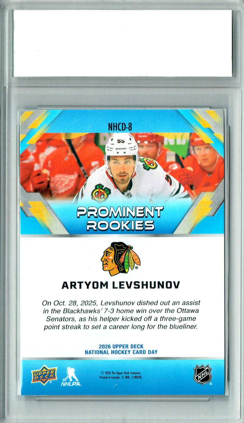Artyom Levshunov Rookie Card 2026 Upper Deck #NHCD-8 National Hockey Card Day, Certified Mint+ Condition, Chicago Blackhawks Hockey