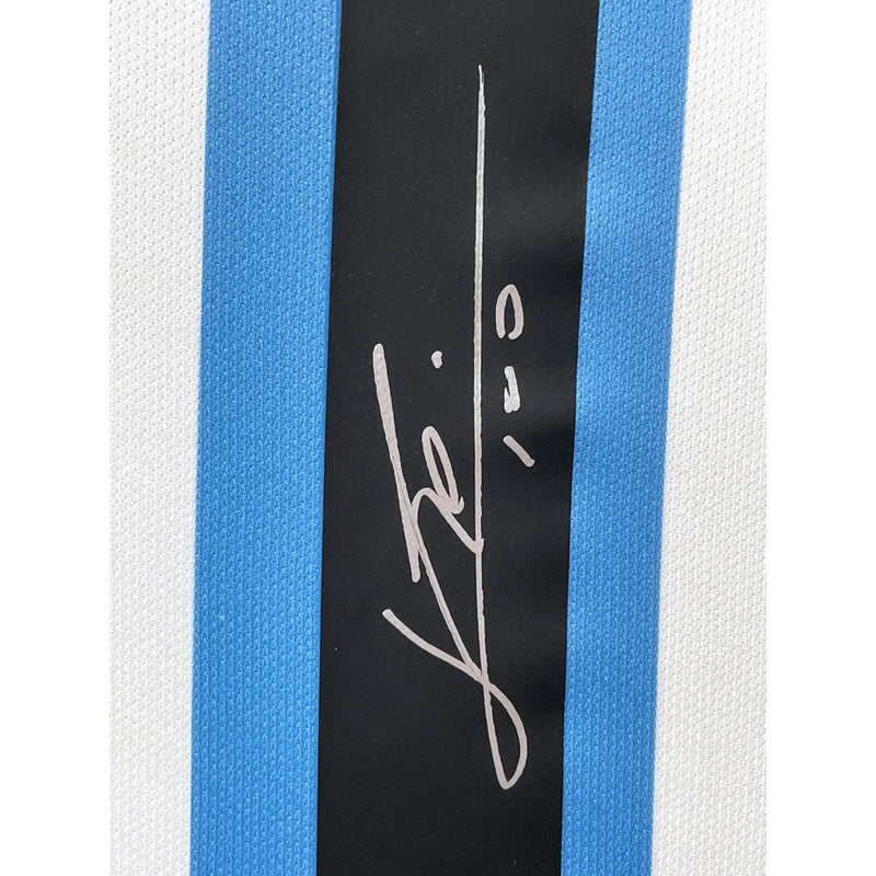 Lionel Messi Autographed Argentina World Cup 2022 Jersey Framed BAS Signed Leo