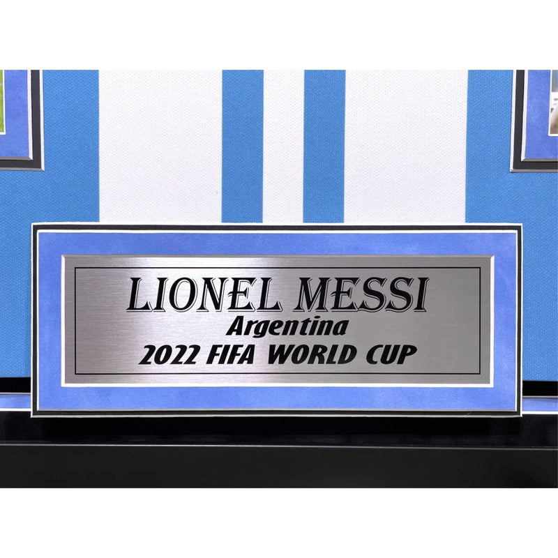 Lionel Messi Autographed Argentina World Cup 2022 Jersey Framed BAS Signed Leo