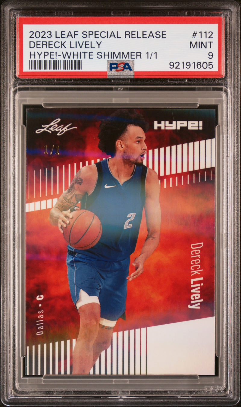 PSA 9 Dereck Lively 2023 Leaf HYPE #112 White Shimmer 1/1 Rookie Card Dallas Mavericks