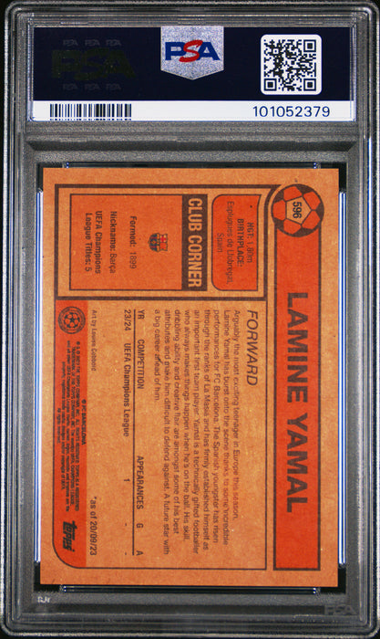 PSA 10 Lamine Yamal 2023 Topps Living Set #596 Barcelona Rookie Card