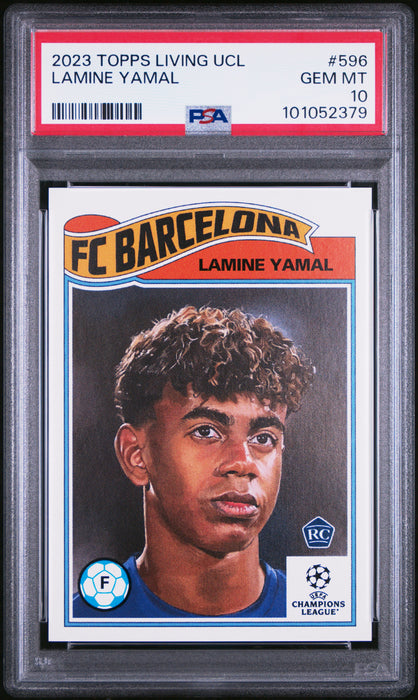 PSA 10 Lamine Yamal 2023 Topps Living Set #596 Barcelona Rookie Card