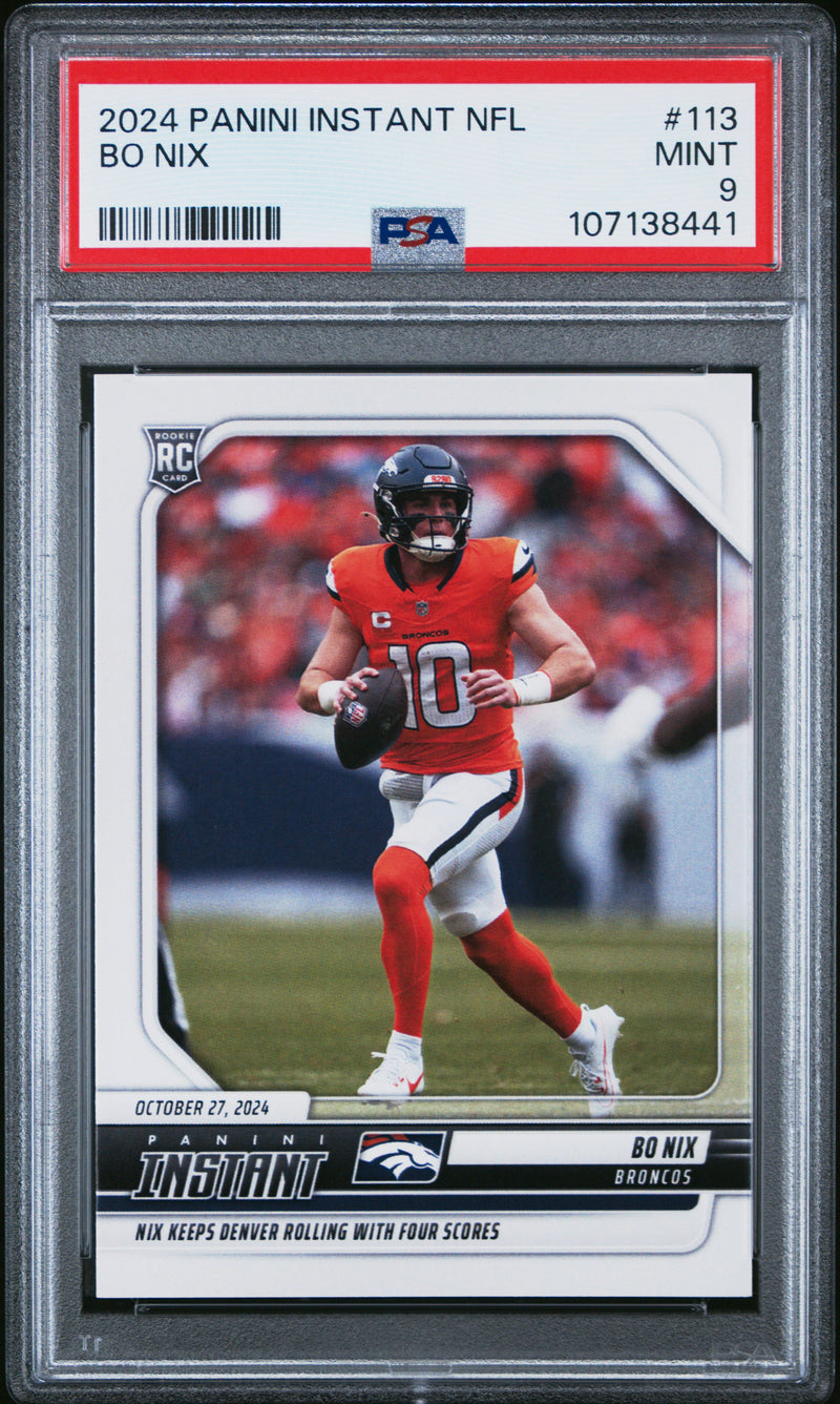 PSA 9 Bo Nix 2024 Panini Instant #113 Just 542 Made Rookie Card Denver Broncos